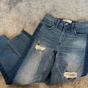 Abercrombie & Fitch The Mom High Rise Jeans - Two toned & distressed